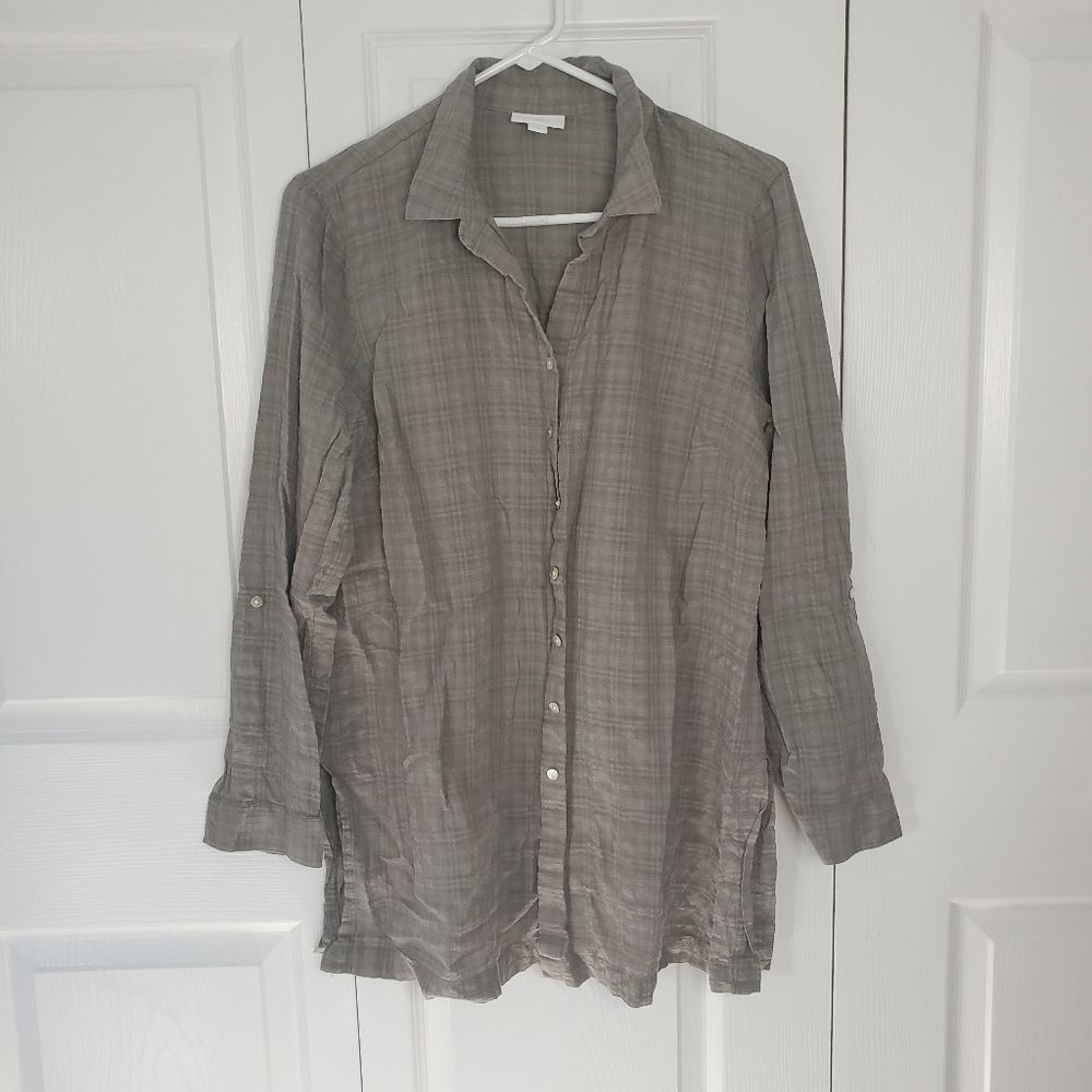 J. Jill Green Plaid Button-down Shirt Size Medium